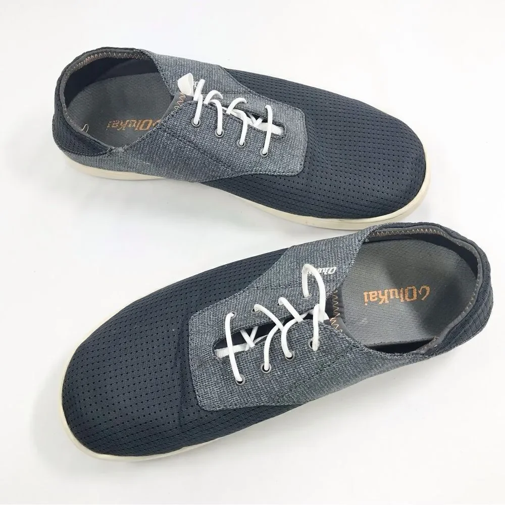 Olukai Nohea Moku Lightweight Mesh Slip On Deck Loafers in Dark Shadow Gray